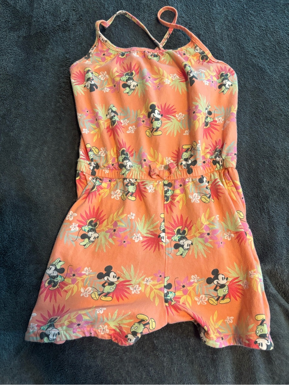 Disney Jumping Beans Orange Mickey and Minnie Mouse Tropical Girls Romper